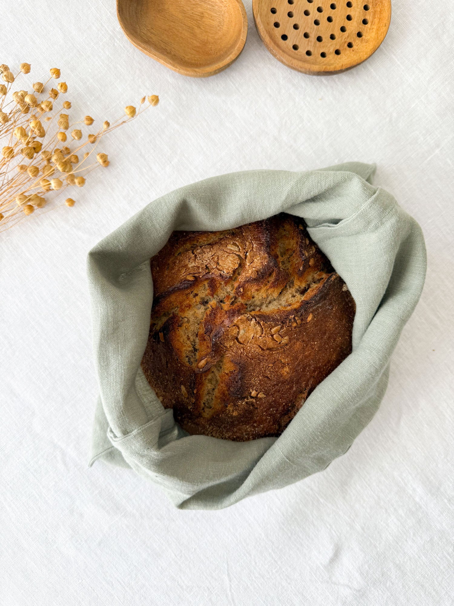 Leinen-Brotbeutel – Salbeigrün
