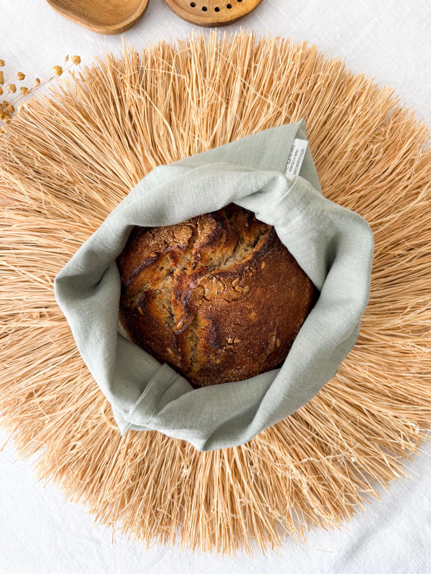 Leinen-Brotbeutel – Salbeigrün