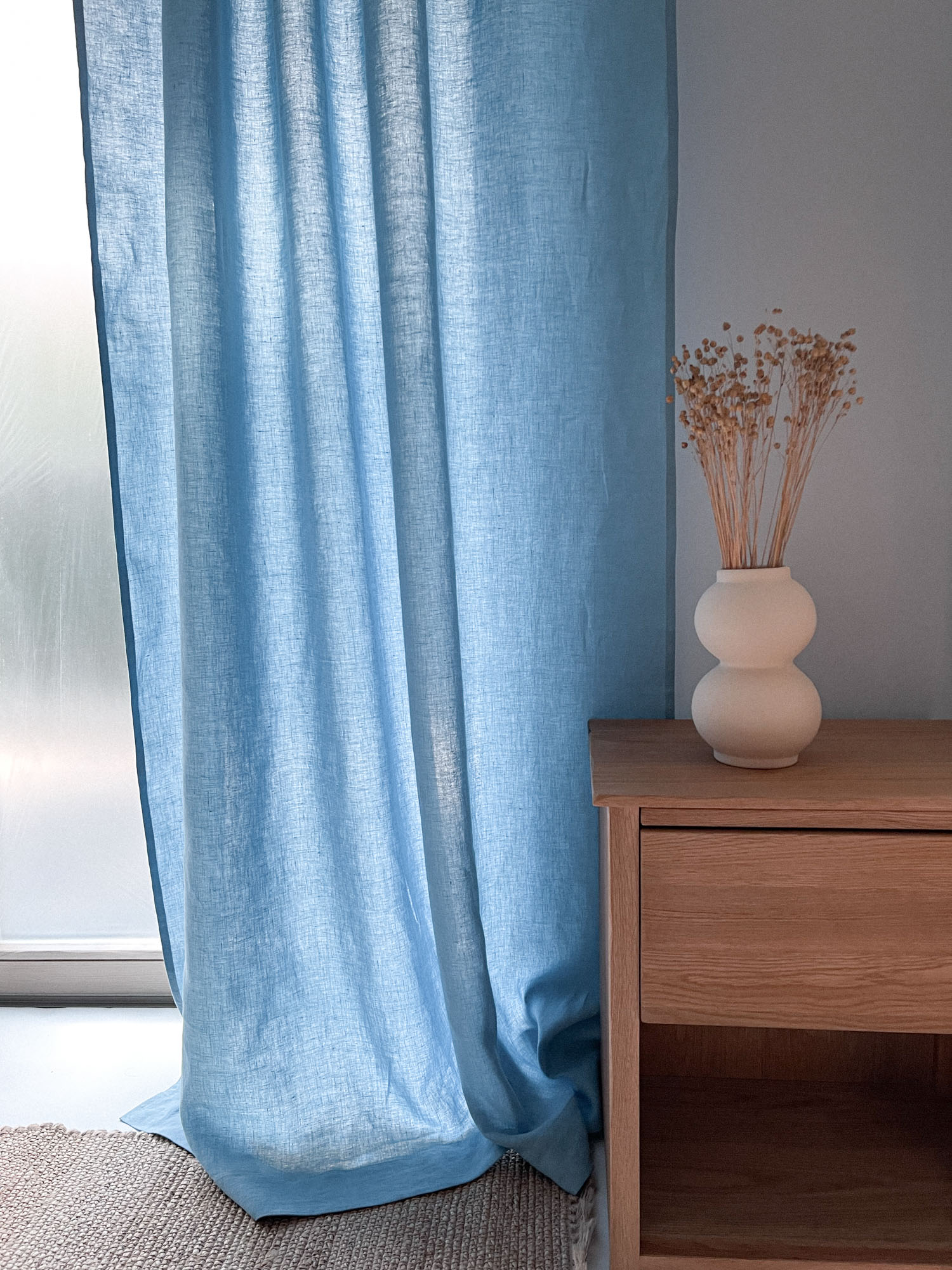 Mittelschwere Leinen-Vorhänge – Hellblau (2er-Set)