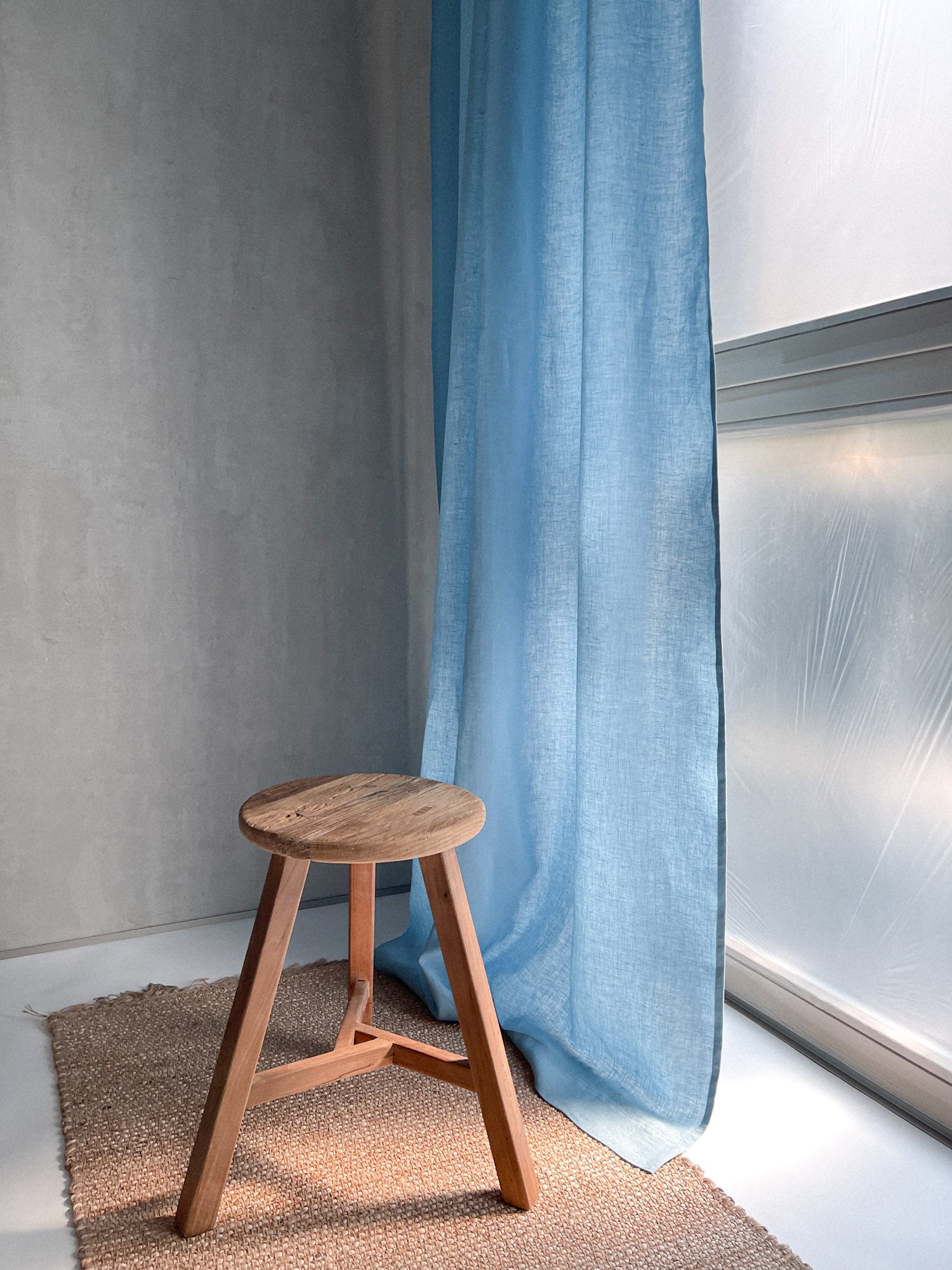 Mittelschwere Leinen-Vorhänge – Hellblau (2er-Set)