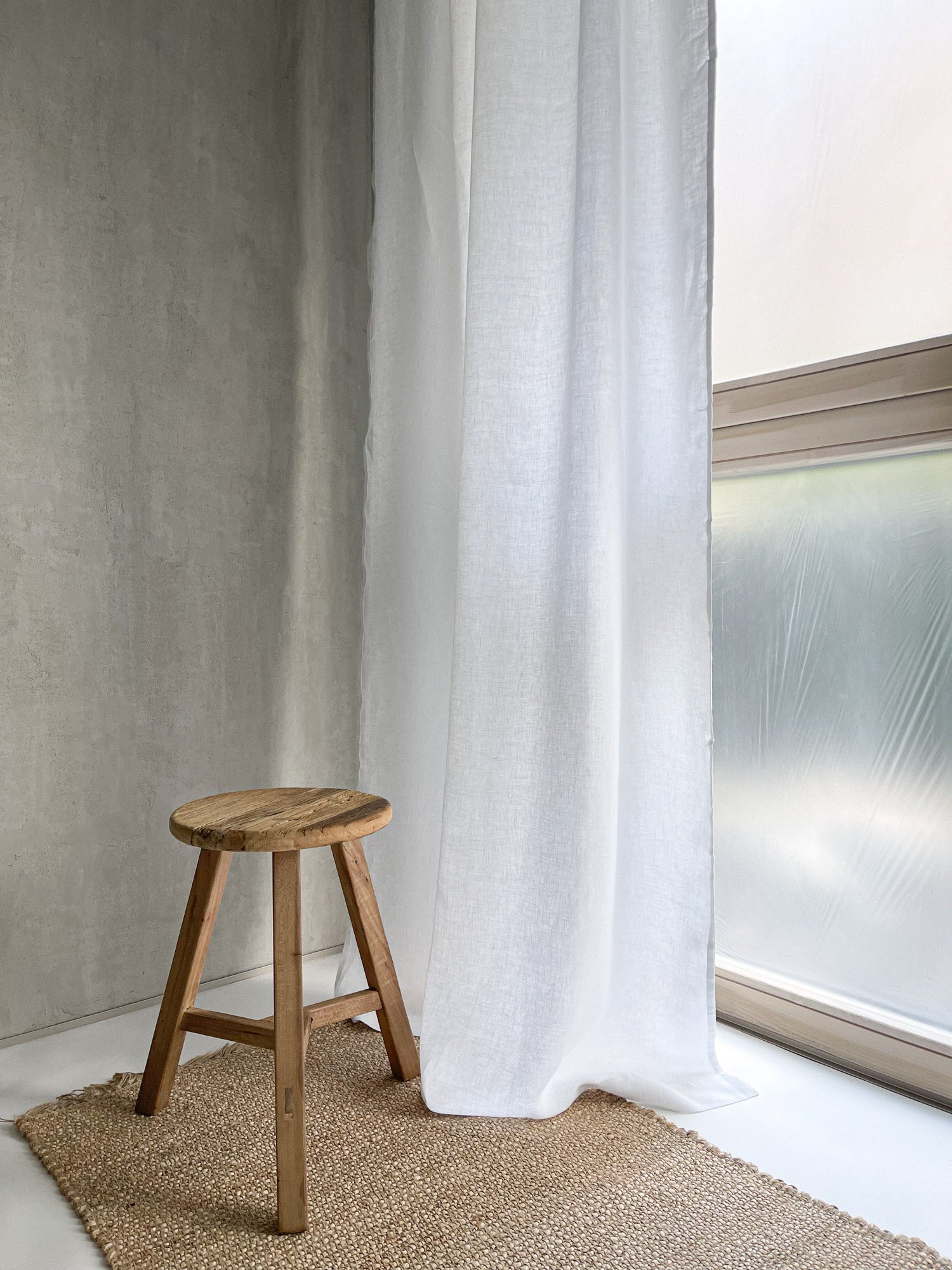 Mittelschwere Leinenvorhänge – Weiß (2er-Set)