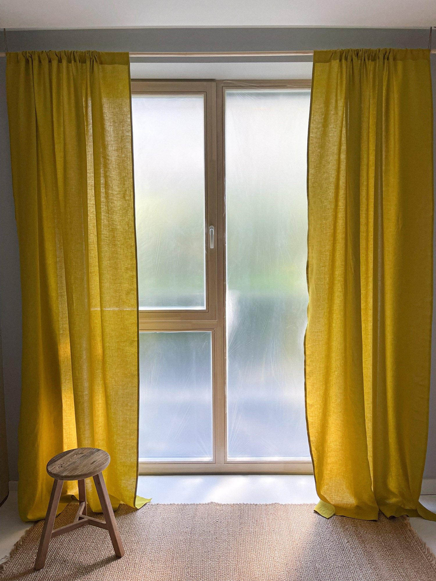 Mittelschwere Leinen-Vorhänge – Chartreuse Gelb (2er-Set)