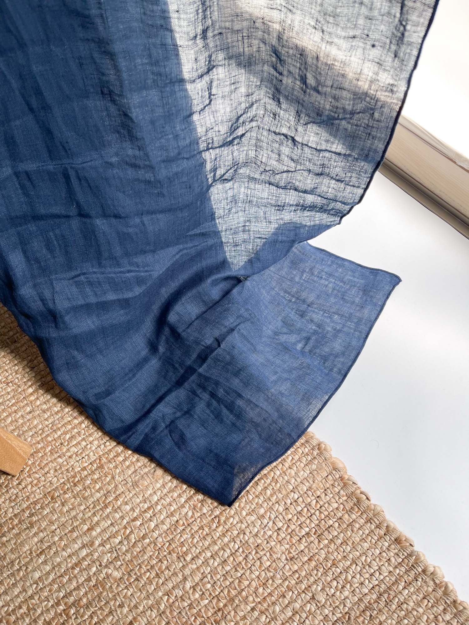 Leinen Musselin Vorhang - Navy Blau, einzeln