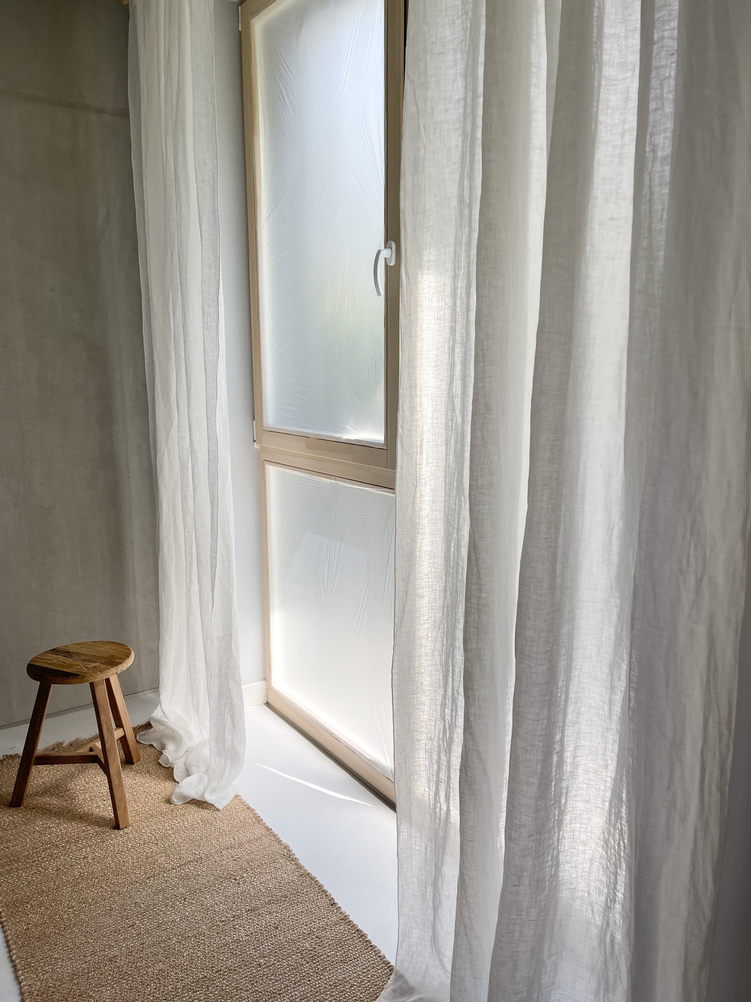 Leinen-Musselin Vorhang – Gebrochen Weiss, einzeln