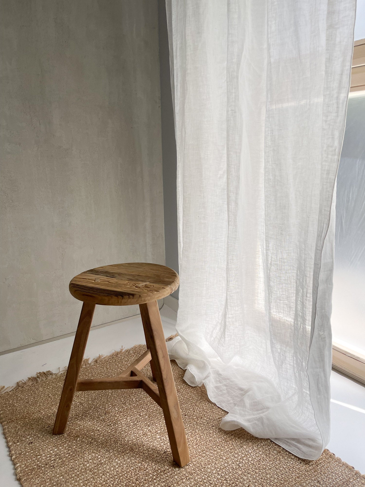 Leinen-Musselin Vorhang – Gebrochen Weiss, einzeln