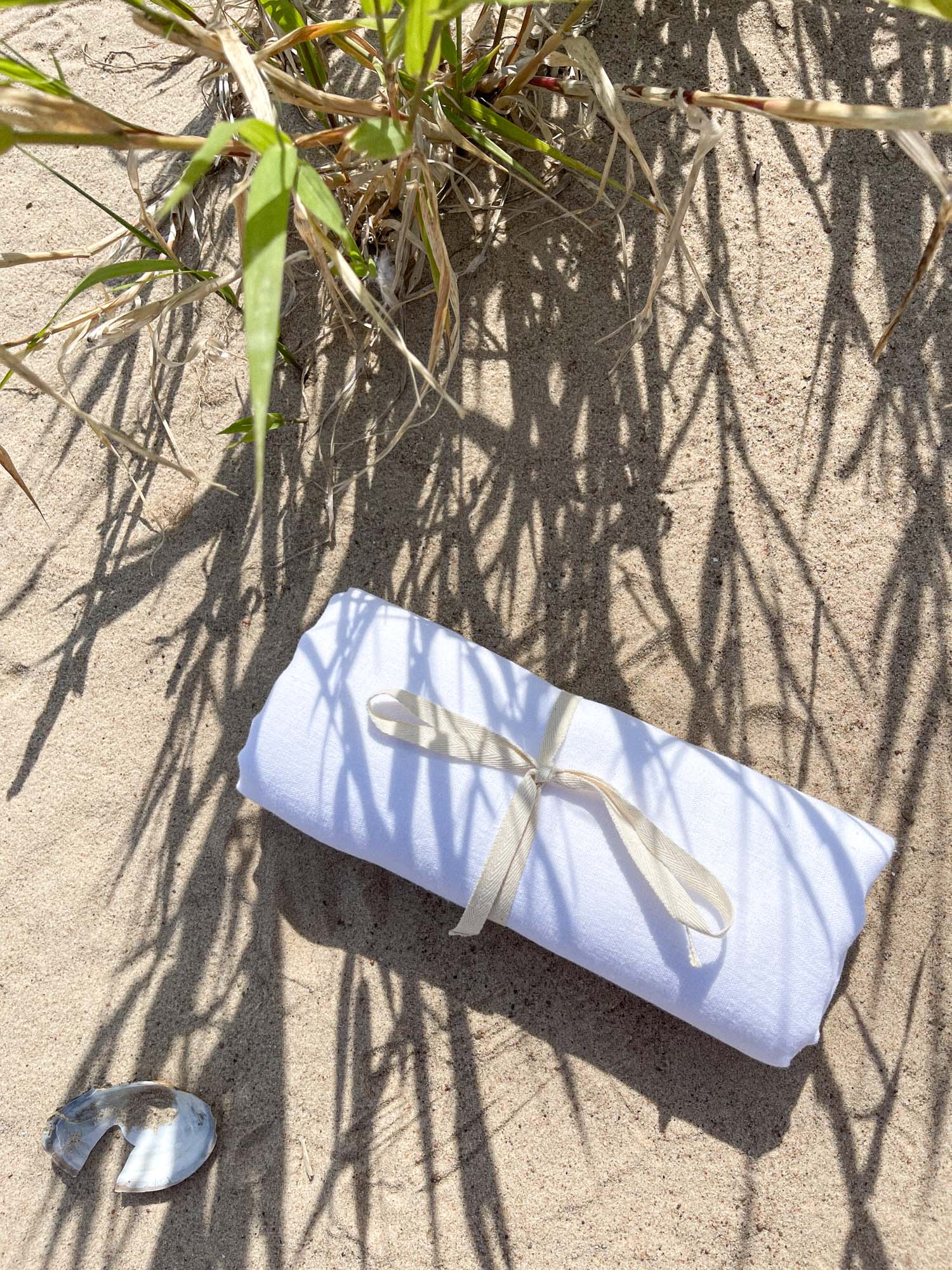 Leinen-Strandtuch – Weiss