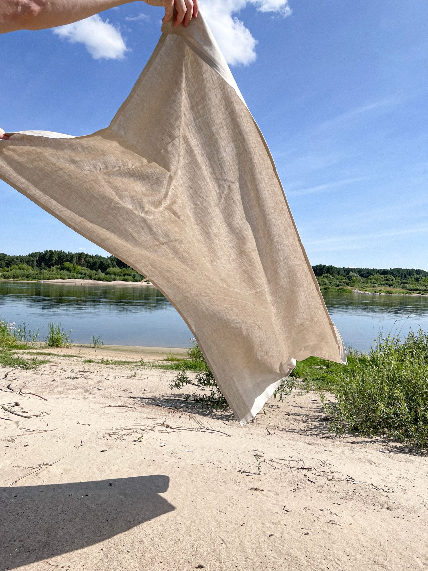Leinen-Strandtuch – Beige