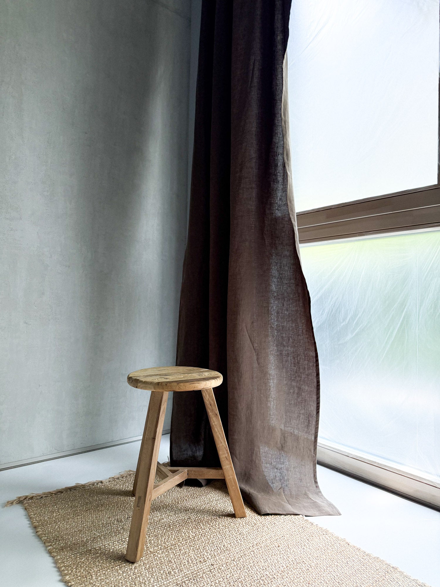 Mittelschwere Leinenvorhänge – Braun (2er-Set)