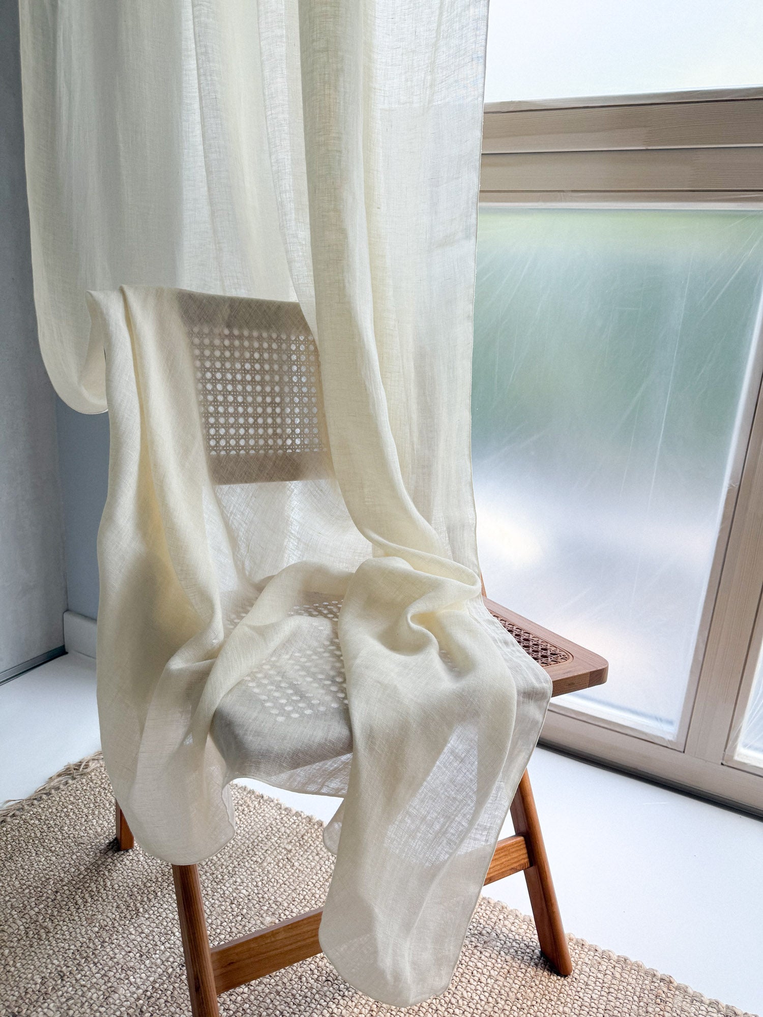 Leinen-Musselin Vorhang – Vanille, einzeln