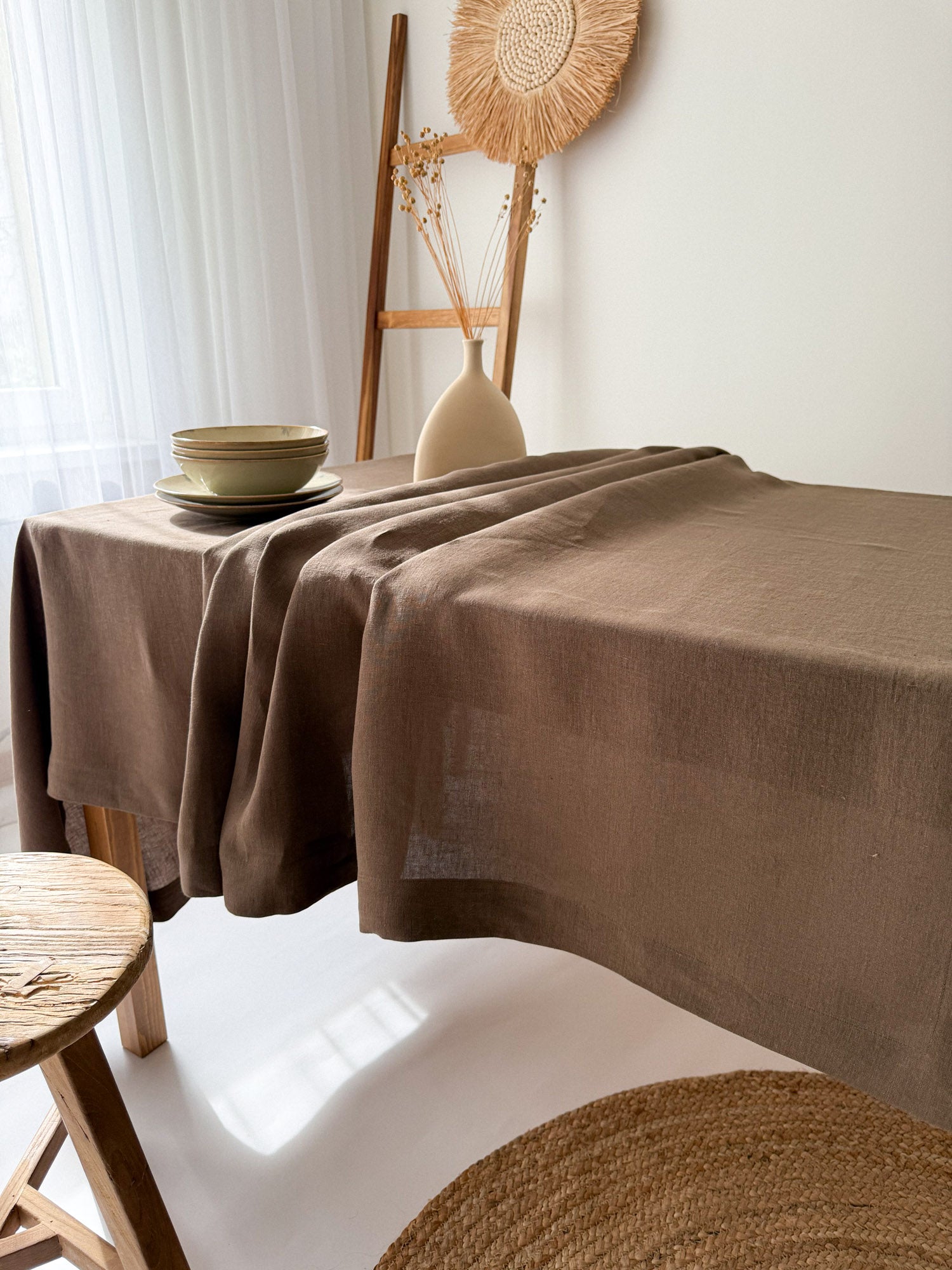 Leinen-Tischdecke – Braun