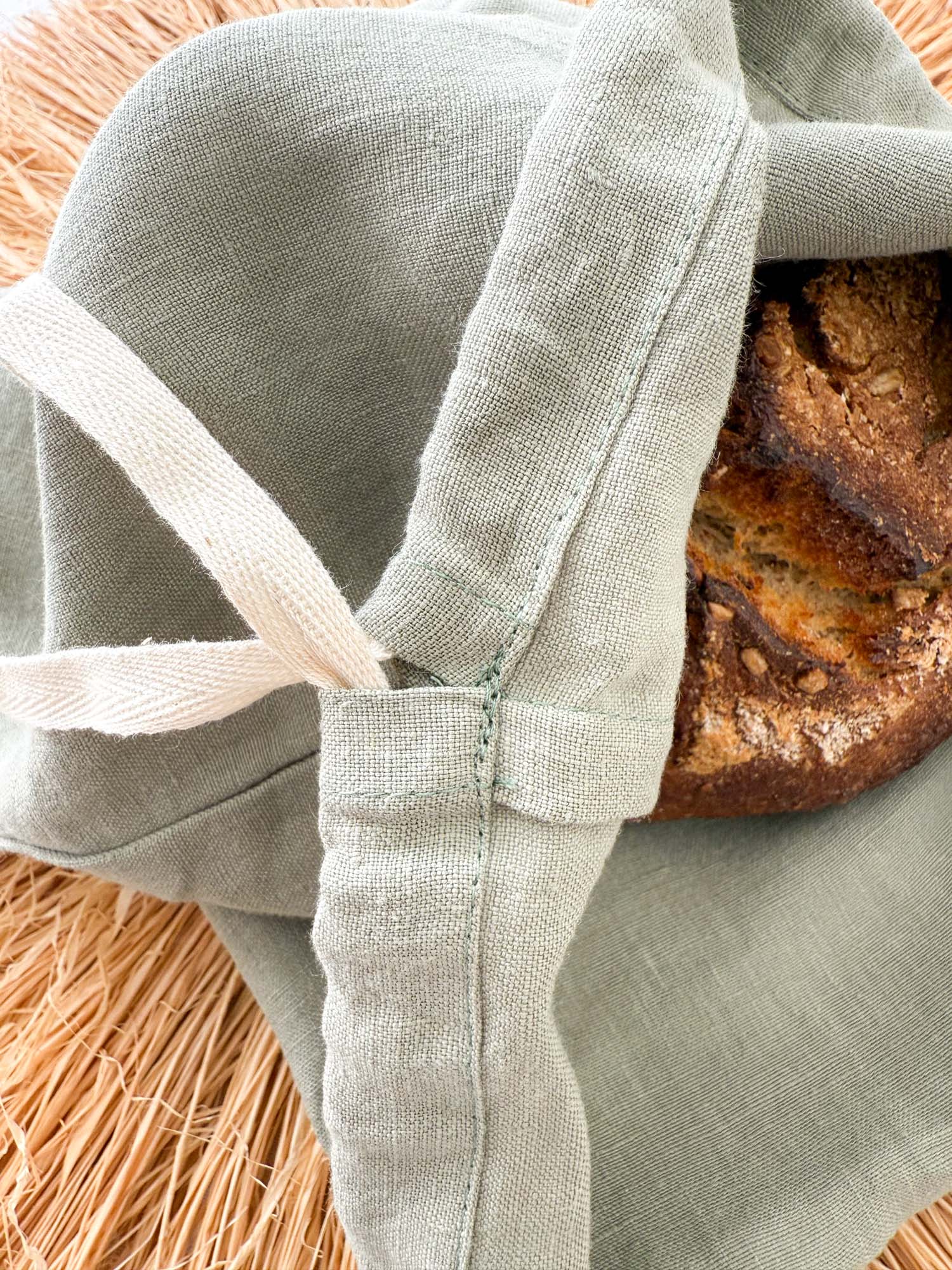 Leinen-Brotbeutel – Salbeigrün