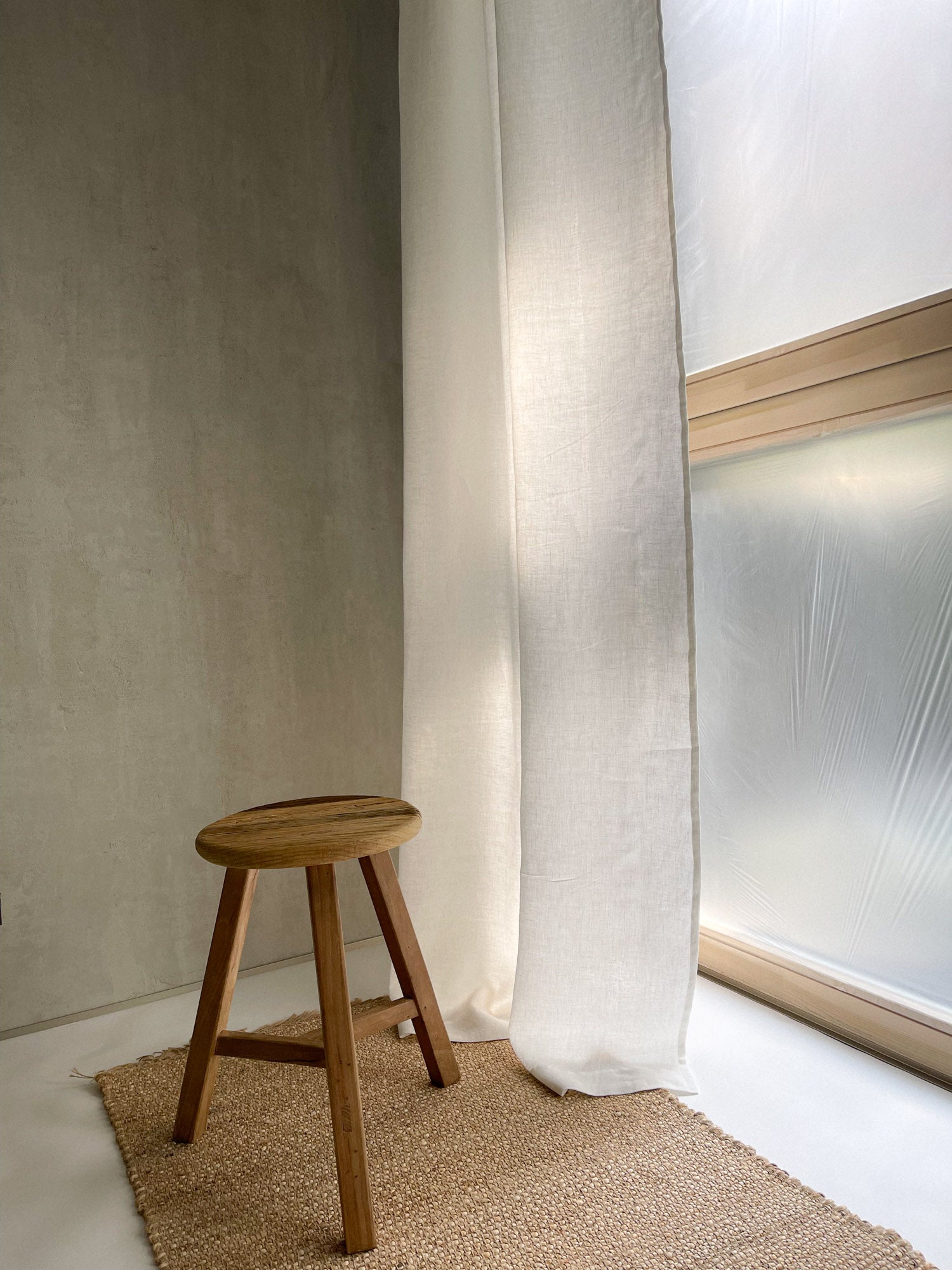 Mittelschwere Leinenvorhänge – Gebrochen Weiß (2er-Set)