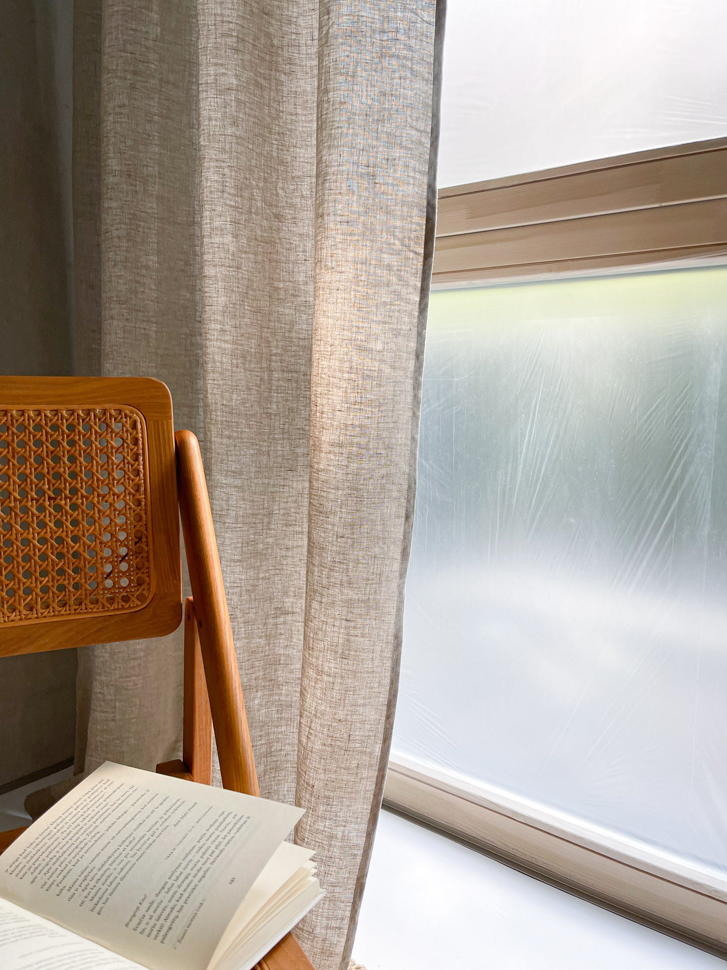 Mittelschwere Leinenvorhänge – Beige (2er-Set)