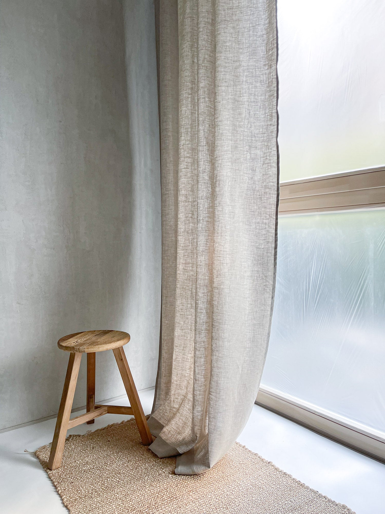 Mittelschwere Leinenvorhänge – Beige (2er-Set)