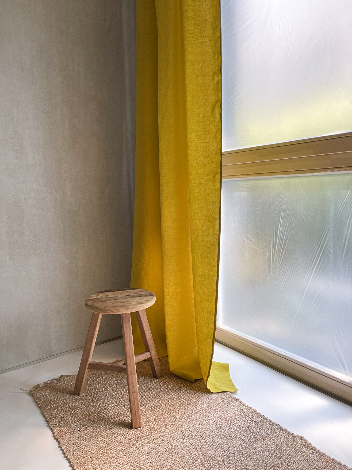 Mittelschwere Leinen-Vorhänge – Chartreuse Gelb (2er-Set)