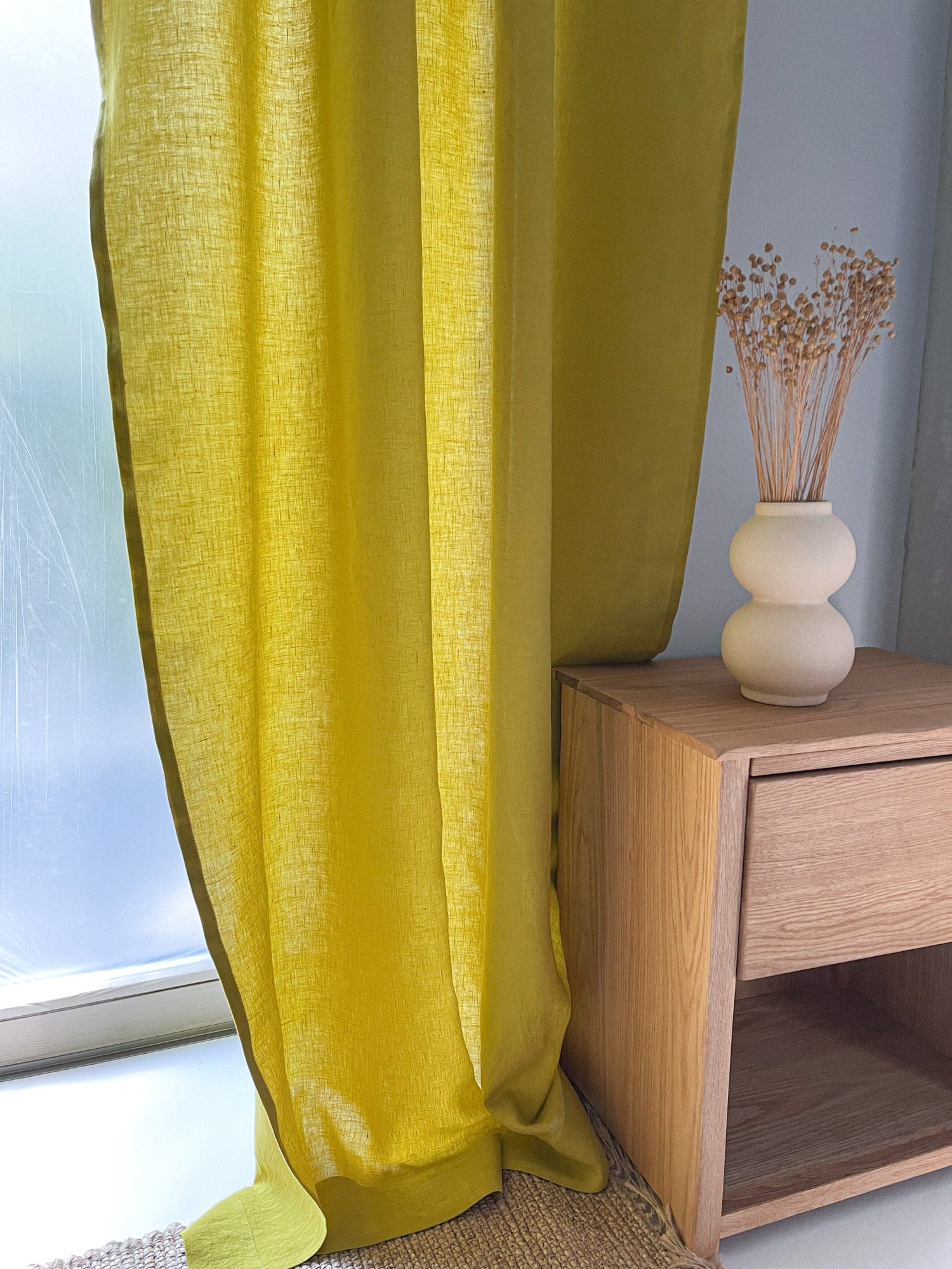 Mittelschwere Leinen-Vorhänge – Chartreuse Gelb (2er-Set)