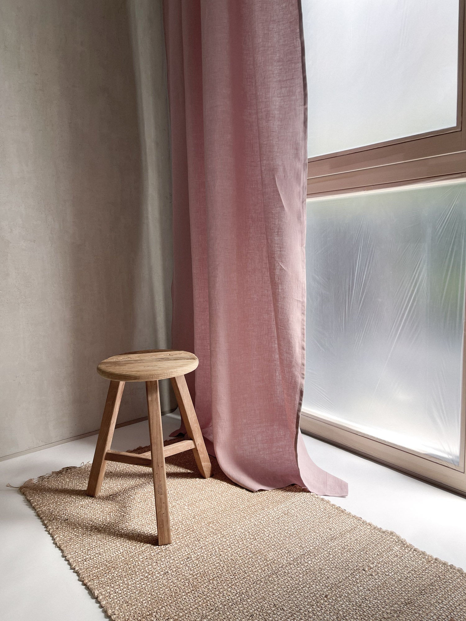 Mittelschwere Leinenvorhänge – Altrosa (2er-Set)