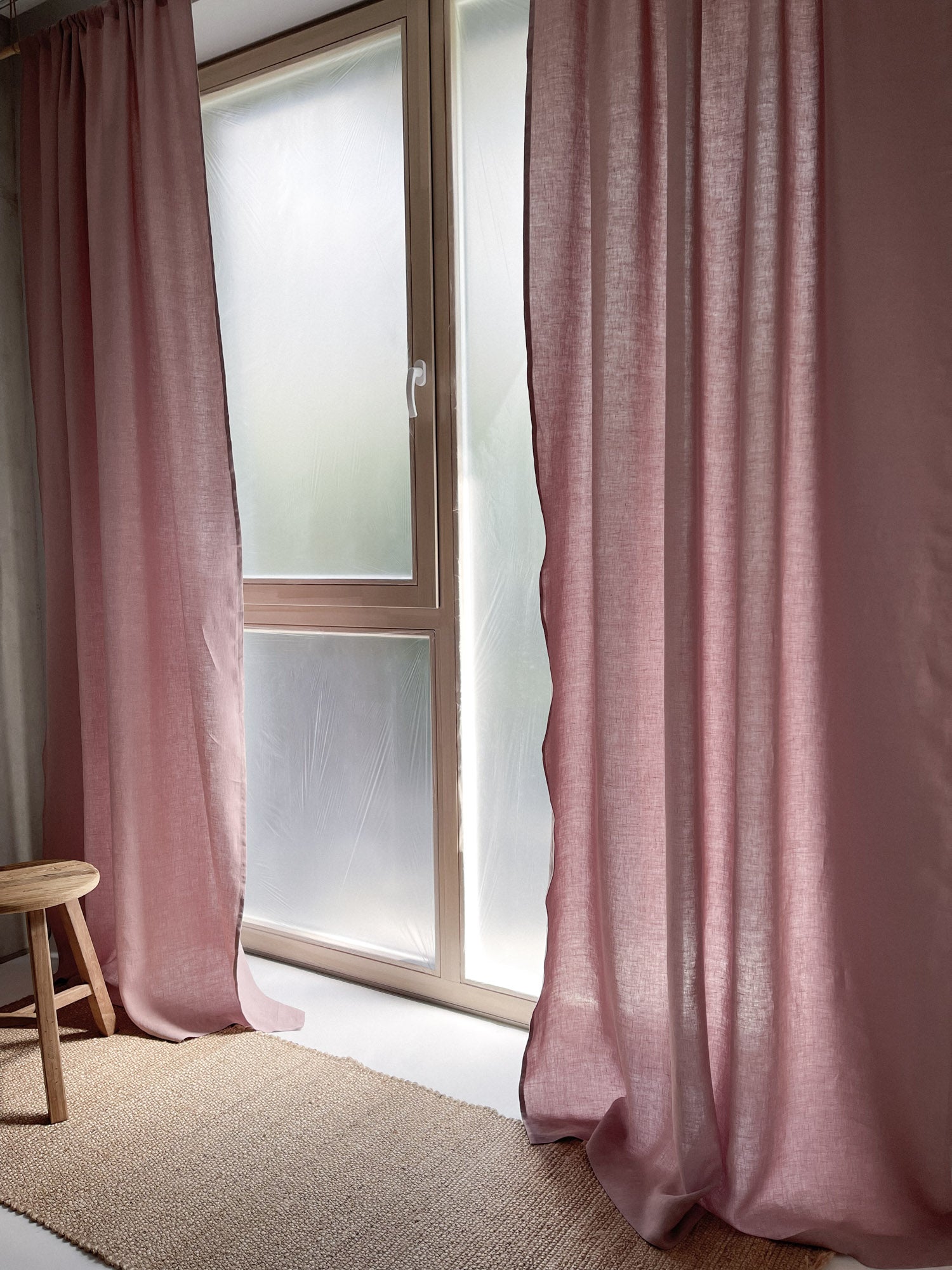Mittelschwere Leinen-Vorhänge – Altrosa (2er-Set)