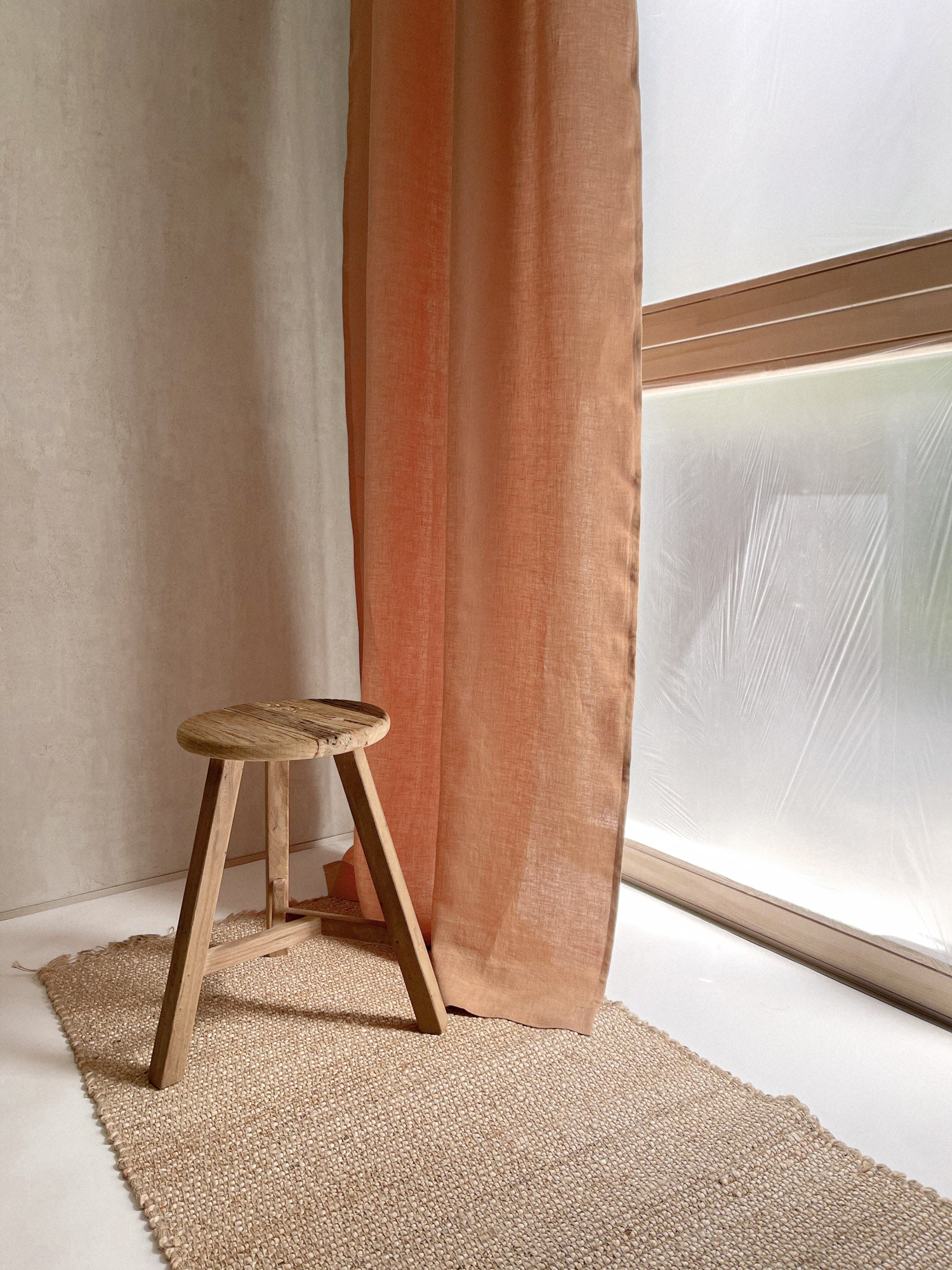 Mittelschwere Leinenvorhänge – Tan (2er-Set)