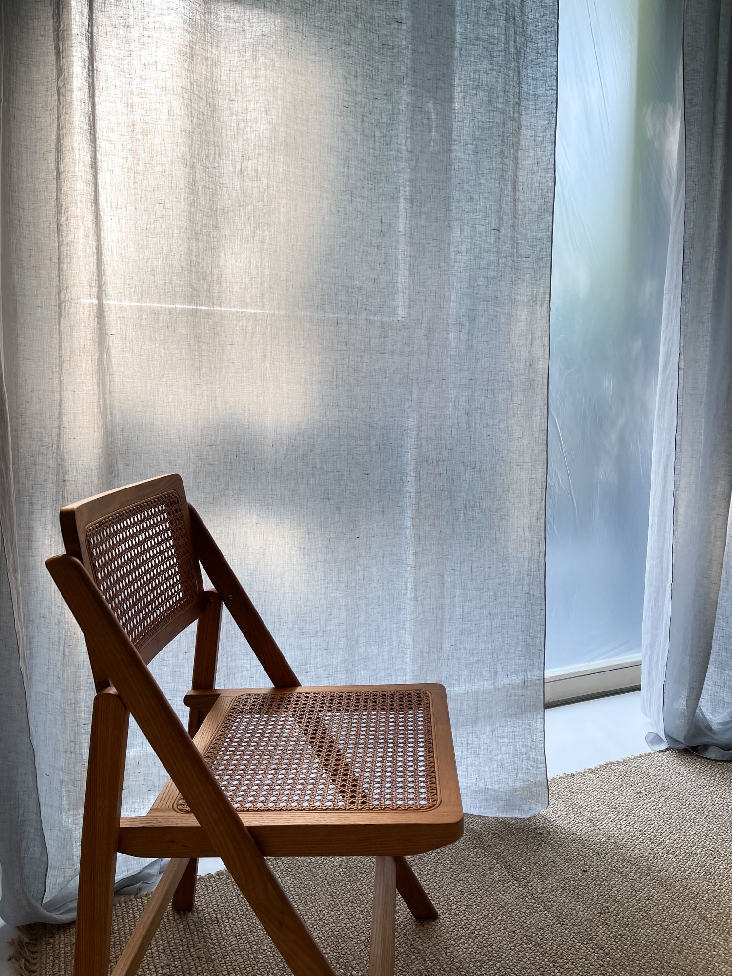 Leinen Musselin Vorhang - Hellgrau, einzeln