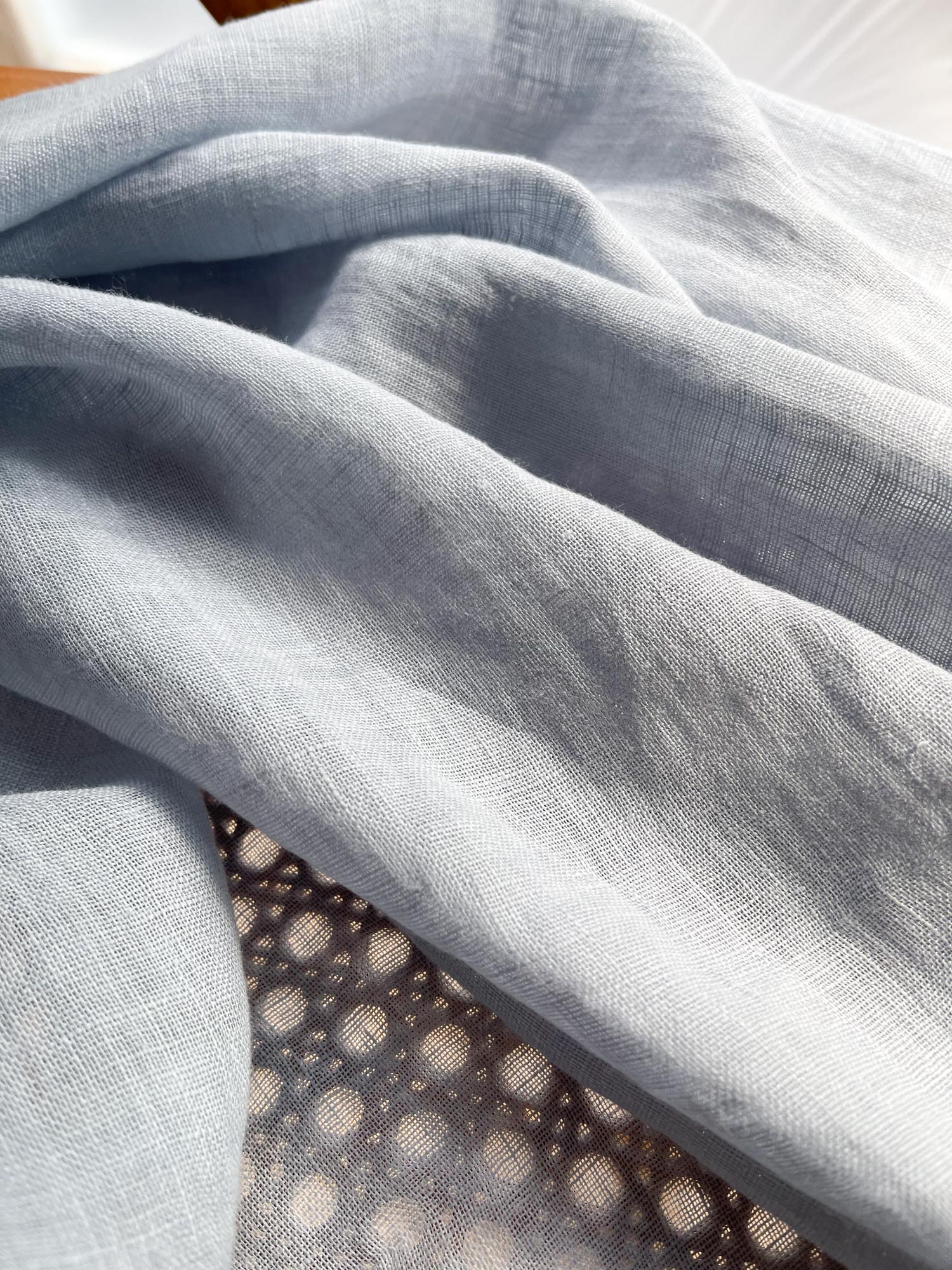 Leinen Musselin Vorhang - Hellblau, einzeln