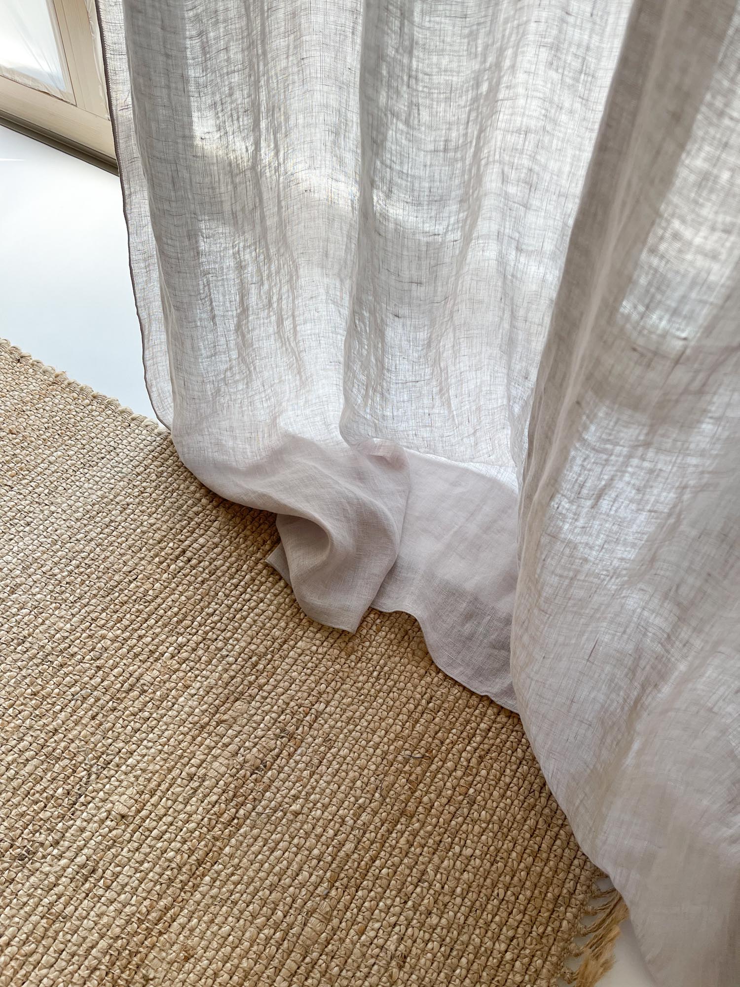 Leinen-Musselin Vorhang – Beige, einzeln